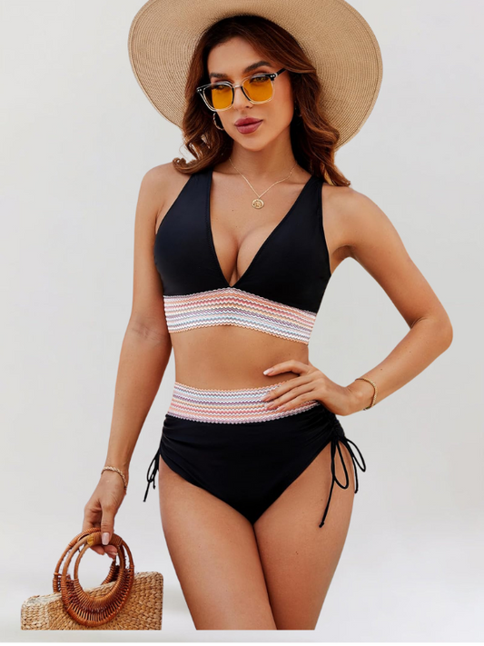 Vitória – Conjunto de biquíni de cintura alta com controlo da barriga